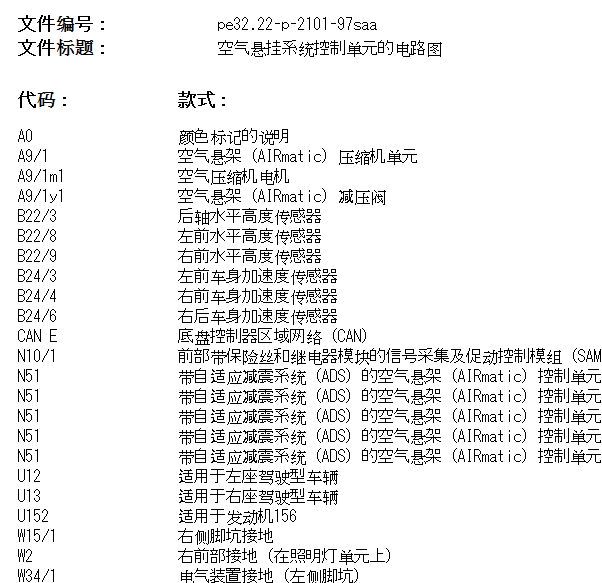 2006年奔驰S600L 主动悬挂电路图