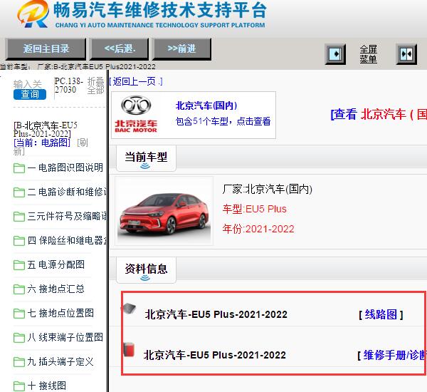 2021-2022年北京汽车EU5 PIUS电路图与维修手册