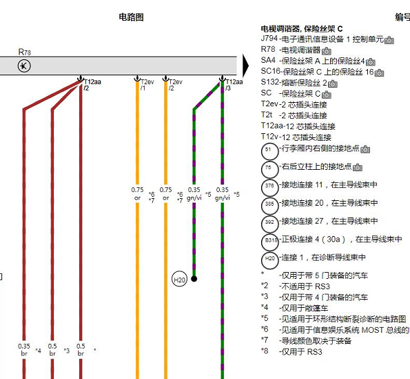2015年奥迪A3 大屏电路图
