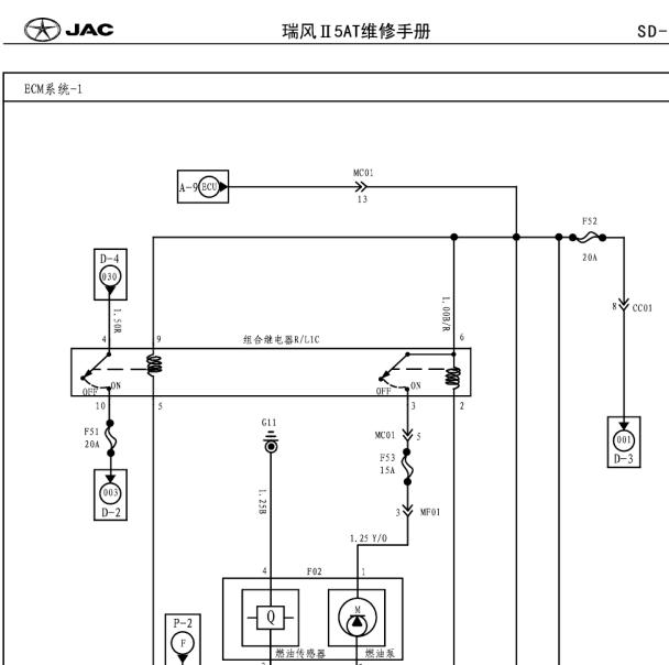 2016年江淮瑞风M5发动机电路图