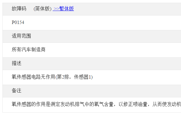 P0134和P0154通用故障码资料