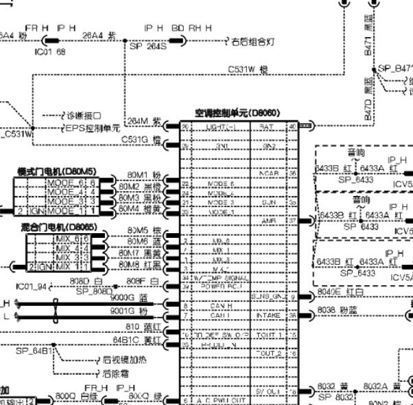 2020年东风风神E70空调系统电路图