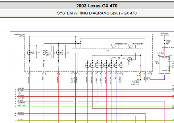 2003年雷克萨斯GX470发动机和变速箱线路图
