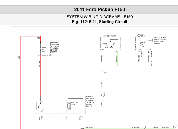 2011年福特F150起动机电路图资料