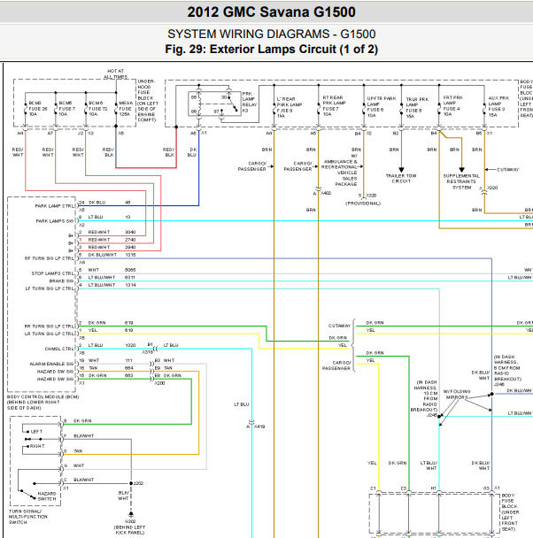 2012年通用Savana倒车灯电路图