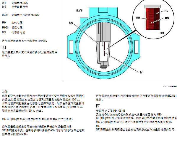 2009年奔驰C300空气流量传感器资料