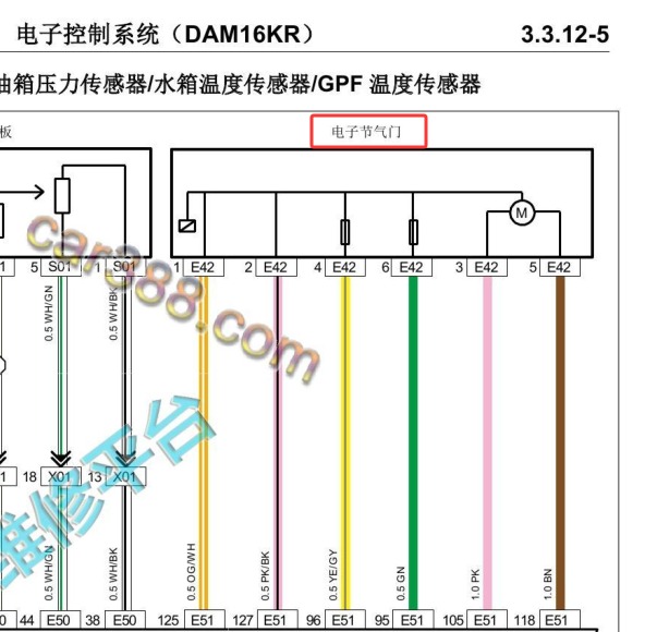 2022年长安星卡PLUS DAM16KR发动机节气门电路图