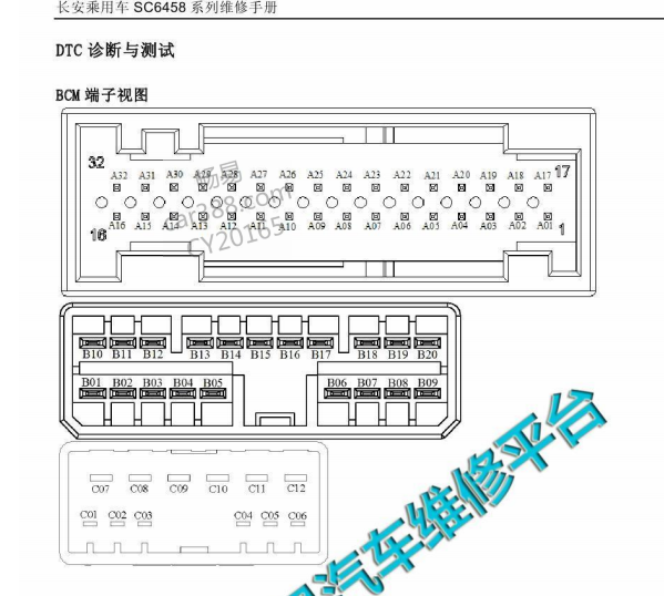 2016年长安欧尚BCM针脚资料和近光灯电路图