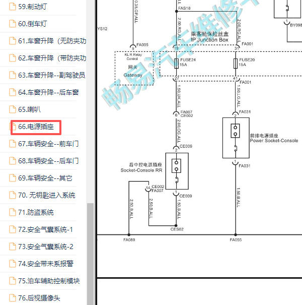 017-2018年上汽名爵GS锐鹰后点烟器电路图