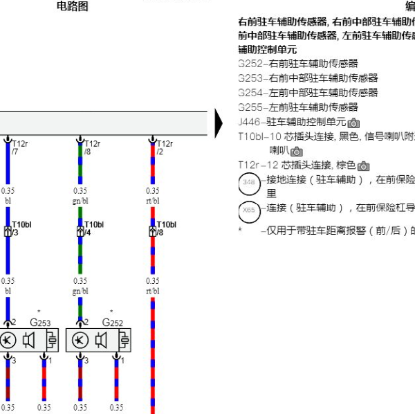 2012年大众迈特威 泊车辅助电路图