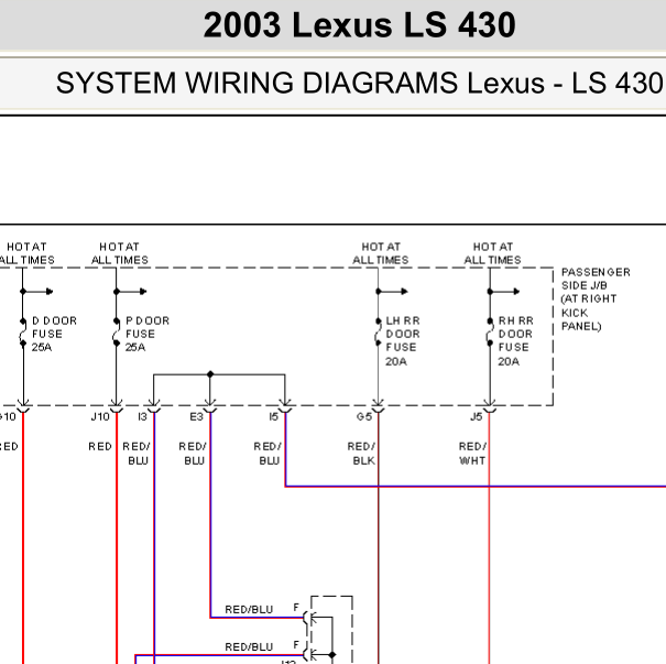 2003年雷克萨斯LS430门锁电路图