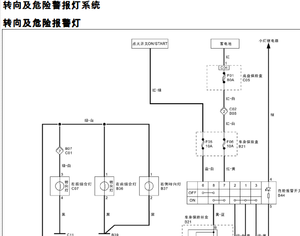 2020年福田祥菱V转向灯电路图资料