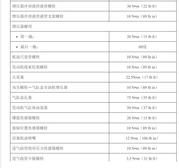 2019年别克英朗发动机缸盖扭矩