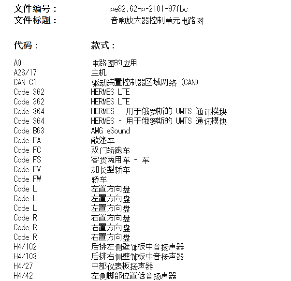 2019年奔驰C260 音响功放电路图