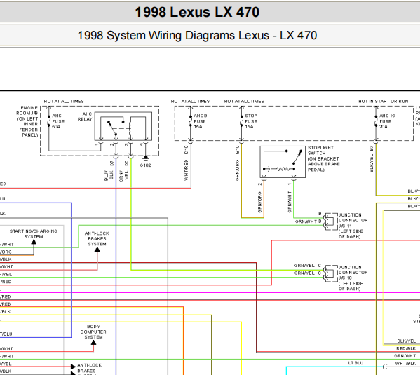1998年雷克萨斯LX470 2UZ双油箱发动机电路图
