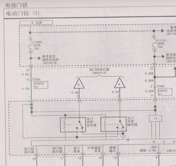 2006年起亚欧菲莱斯中控锁电路图