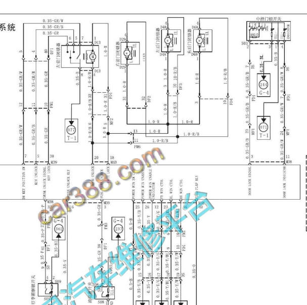 2017年江淮瑞风A60门锁到BCM电路图