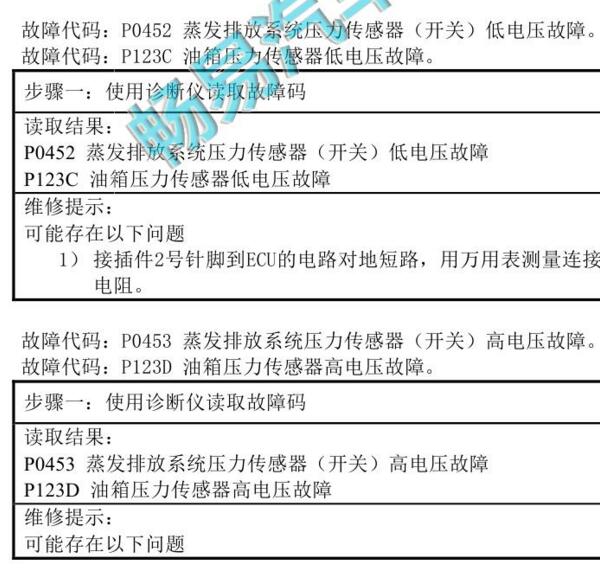 2023年比亚迪宋PRO DMI P123C故障码资料