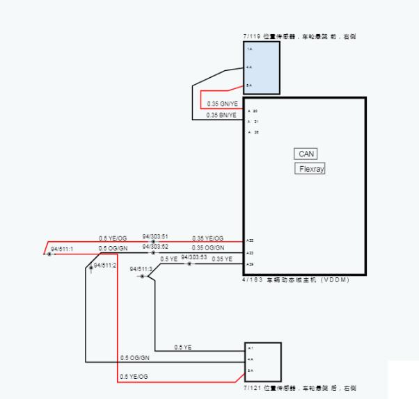 2020年沃尔沃XC90车身高度传感器电路图