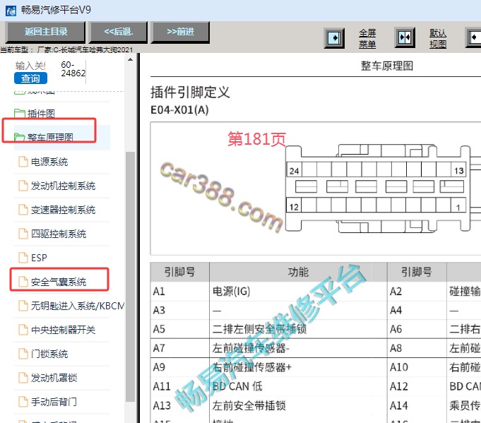2021年哈弗大狗安全气囊针脚资料