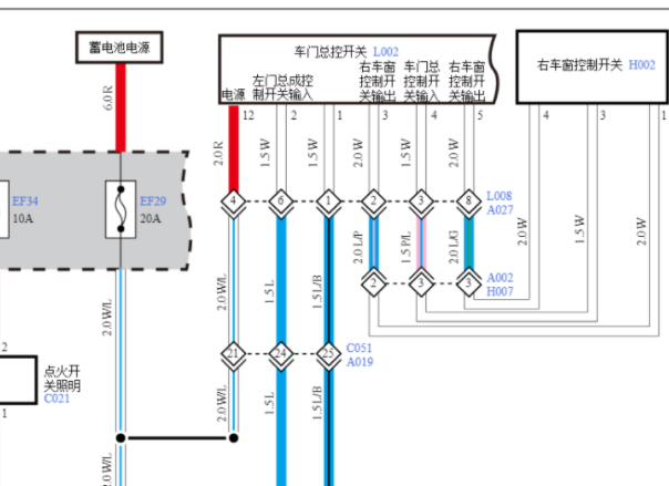 2020年福田风景G7车窗电路图资料