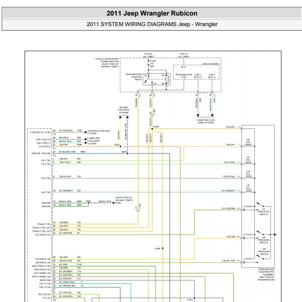 2011年吉普牧马人变速箱电路图