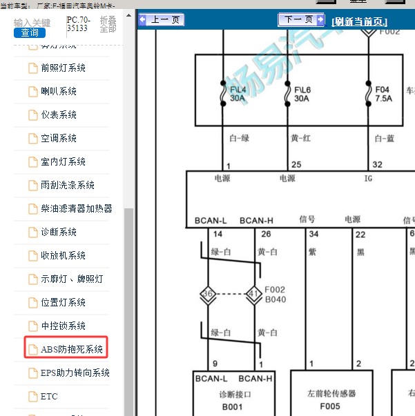 2024年福田奥铃M卡 ABS电路图