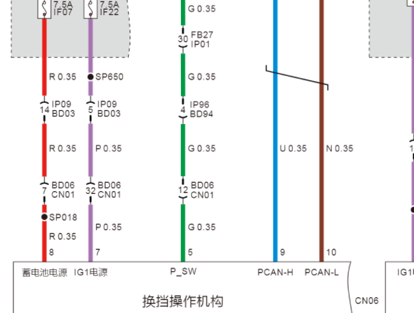 2022年埃安Aion Y换挡杆电路图