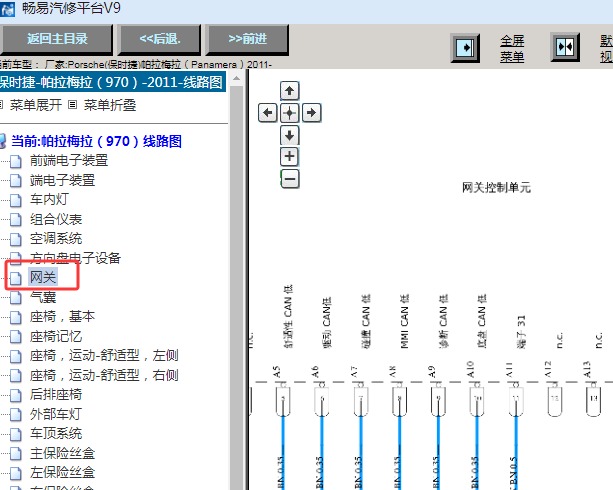 2011年保时捷帕拉梅拉网关模块电路图资料