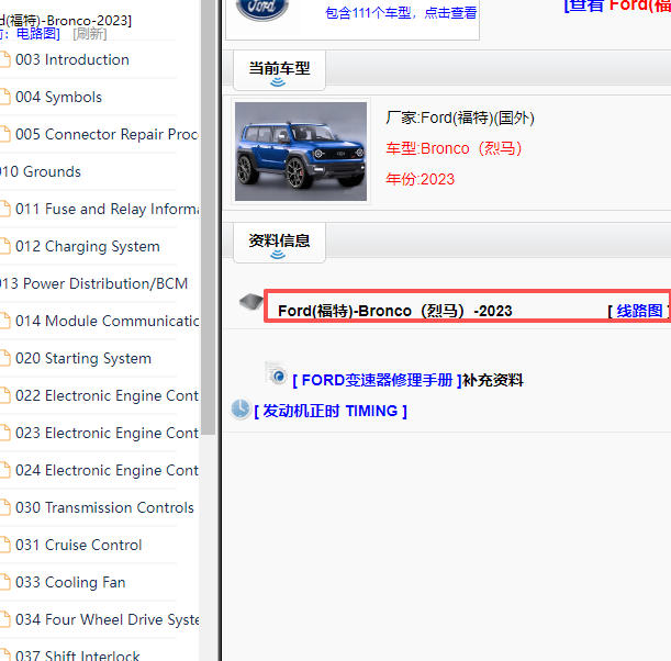 2023年福特烈马全车电路图
