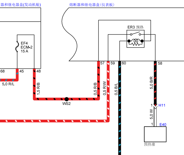 15年五十铃4JB1T发动机预热线路