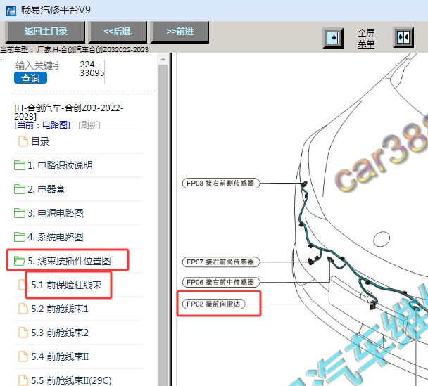 2022-2023年合创Z03中距雷达位置资料
