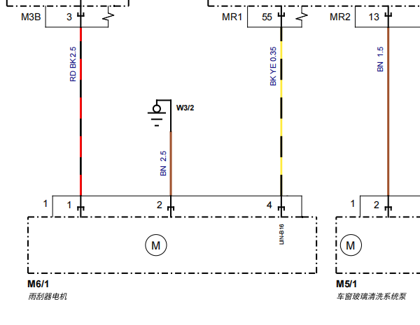 2022年奔驰GLB200 雨刮和气囊电路图