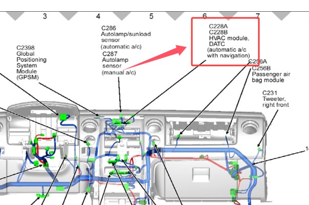 2011年福特F-150空调模块位置资料