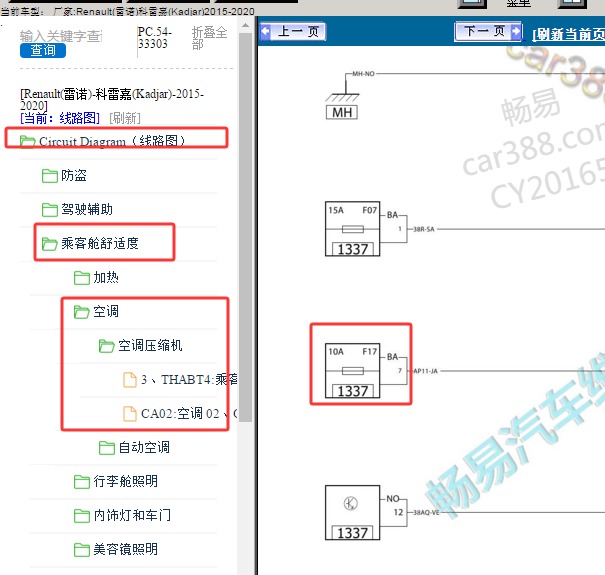 2017年雷诺科雷嘉F17保险电路图
