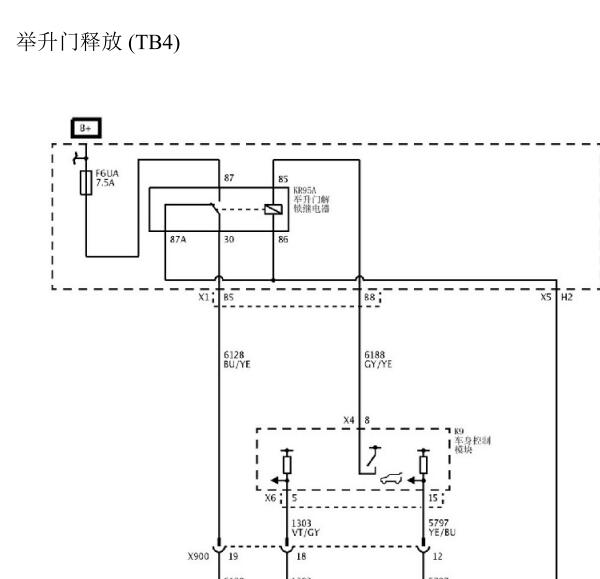 2018年凯迪拉克XT4尾门电路图