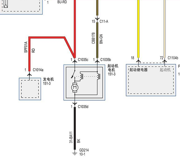 2021年江铃新世代全顺起动机电路图
