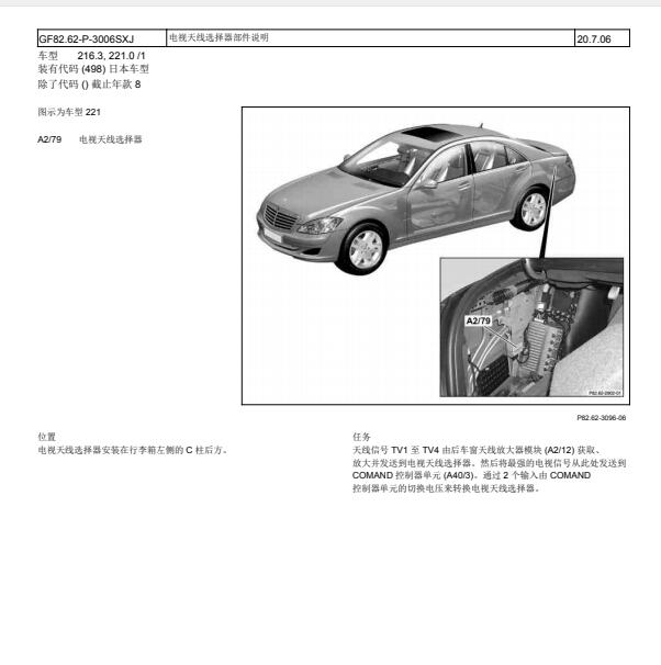 2010年奔驰S 400全车天线位置