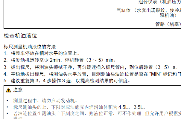 2021年奇瑞捷途X90 PLUS SQRF4J16发动机机油液位检查资料