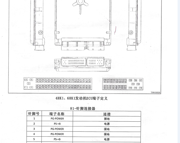 五十铃6HK1-TC发动机针脚和电路图资料