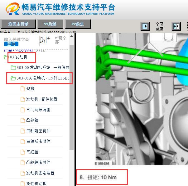 2013-2015年福特蒙迪欧发动机扭矩