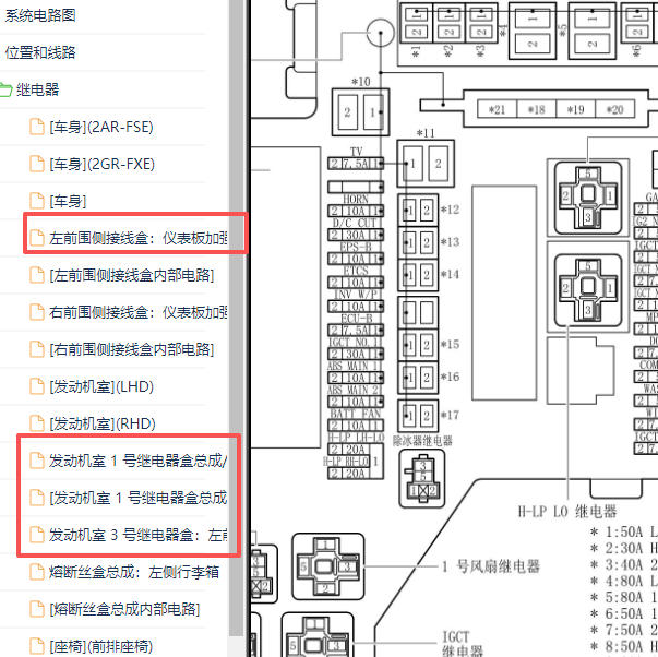 2009-2011年雷克萨斯GS450H保险位置图