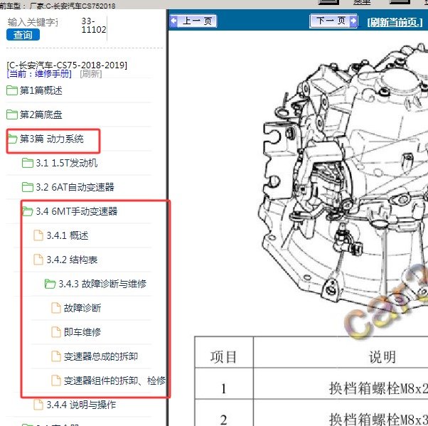 2018年长安汽车-CS75 6MT变速维修手册