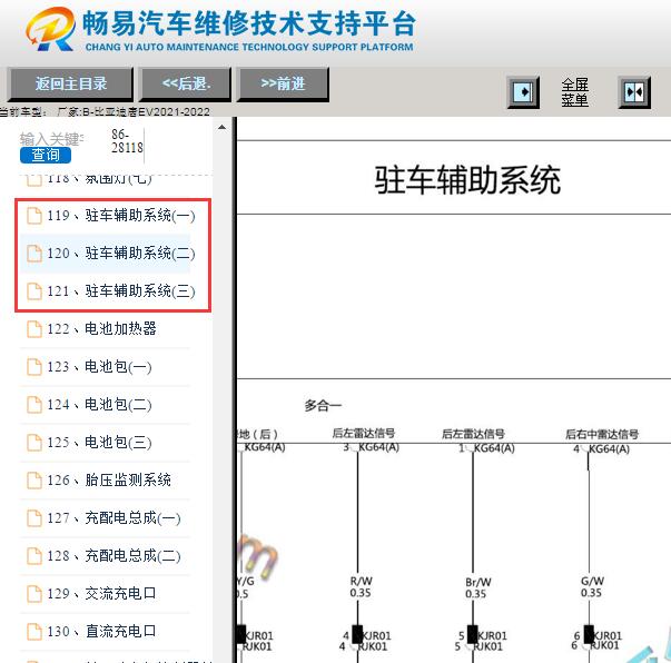2021-2022年比亚迪唐EV雷达电路图