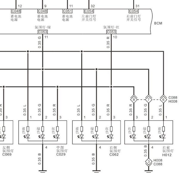 2021年福田大将军氛围灯电路图