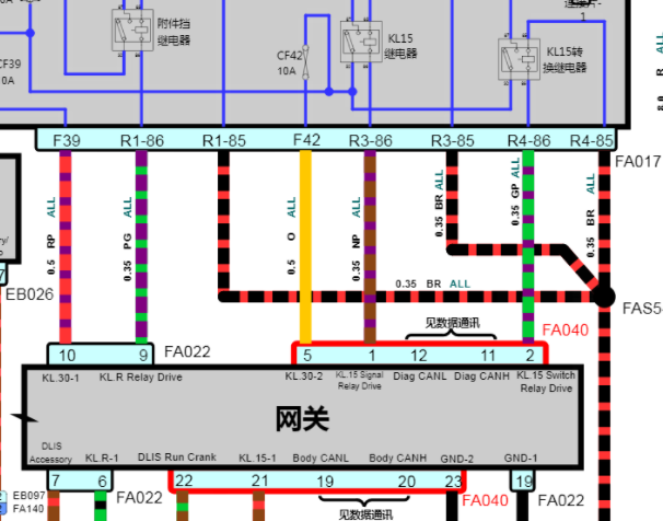 2018年上汽荣威i6 网关电路图资料