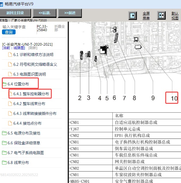 2020年长安UNI-T安全气囊模块位置