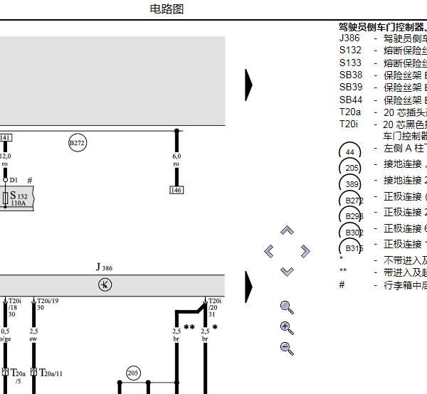 2010年奥迪A6L 中控车门电源电路图