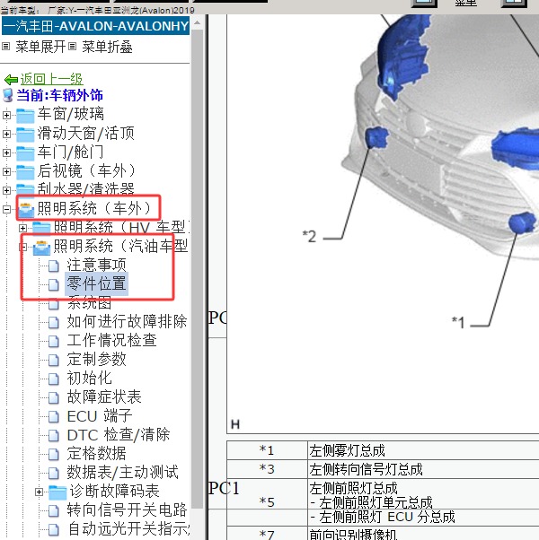2019年丰田亚洲龙大灯模块位置
