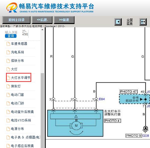 2012年起亚狮跑大灯调节传感器电路图